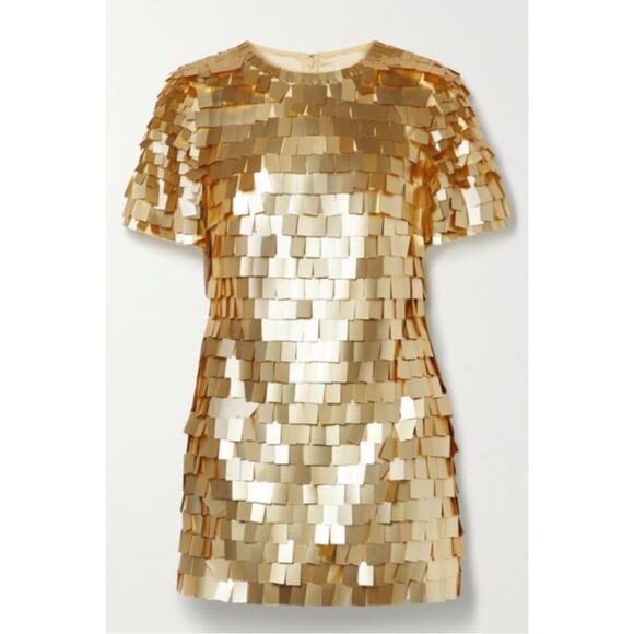 Jonathan Simkhai Vivienne Sequin Embellished Mini Dress in Brushed Gold Size 2 - Picture 5 of 13